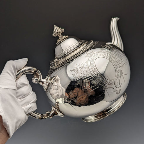 約 1875 年英國古董鍍銀茶壺 Martin & Hall